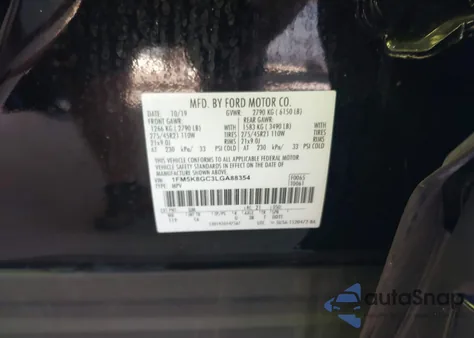 2020 Ford Explorer St из США, поврежденный, VIN 1FM5K8GC3LGA88354